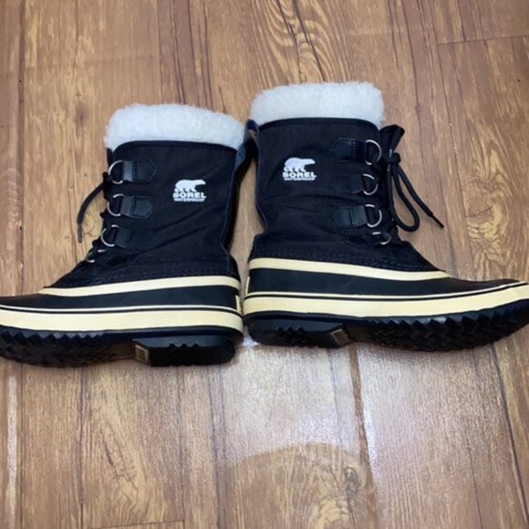 SOREL NL 1495-011 Fur Carnival‎ Boots Black Winter Women Size 7 - Picture 4 of 8